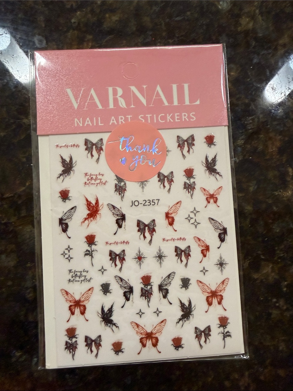 Red & Black Butterfly Nail Art Stickers - JO-2357